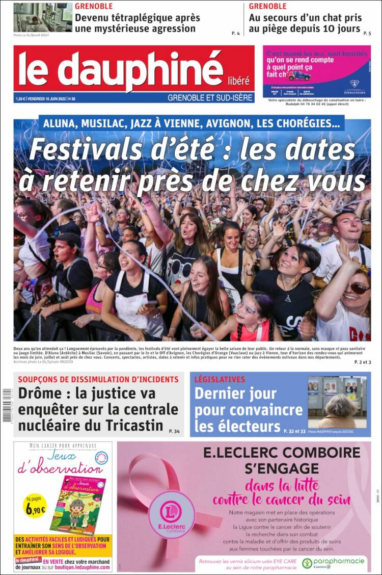Portada de Le Dauphiné Libéré (Francia)