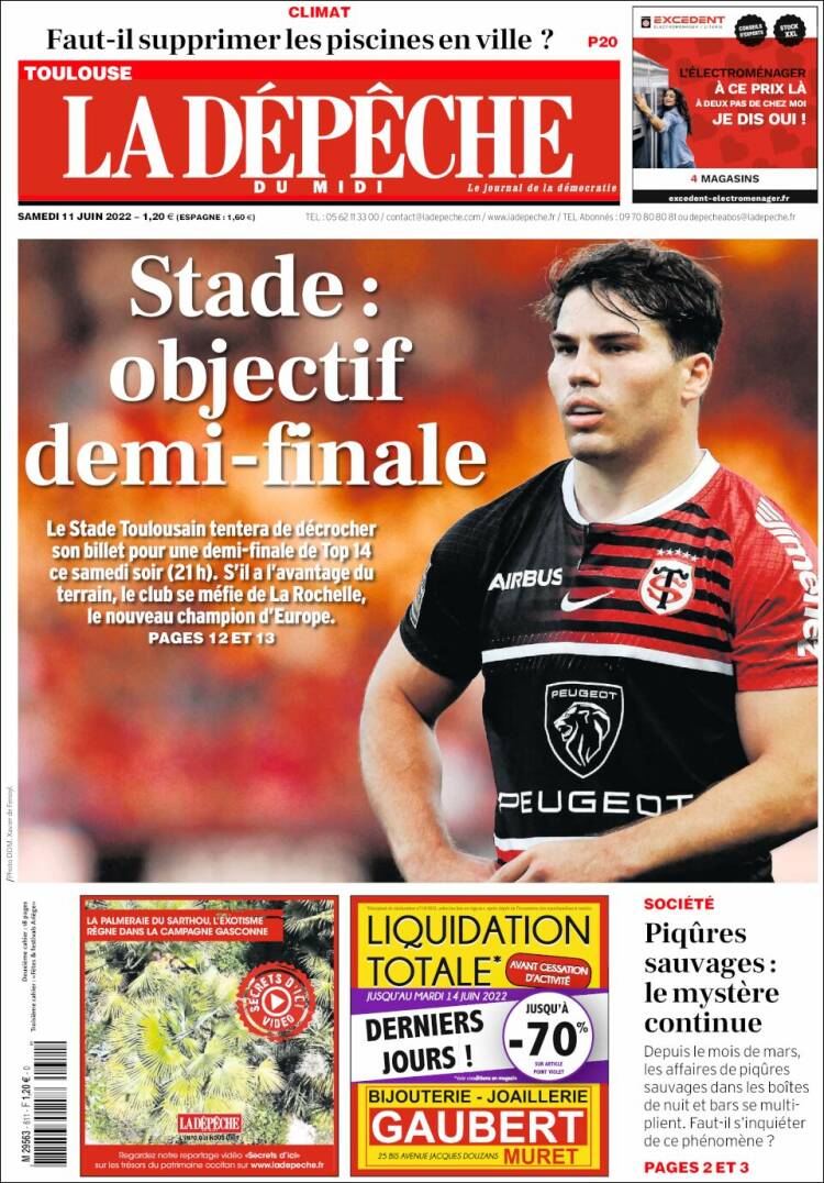 Portada de La Dépêche du Midi (Francia)