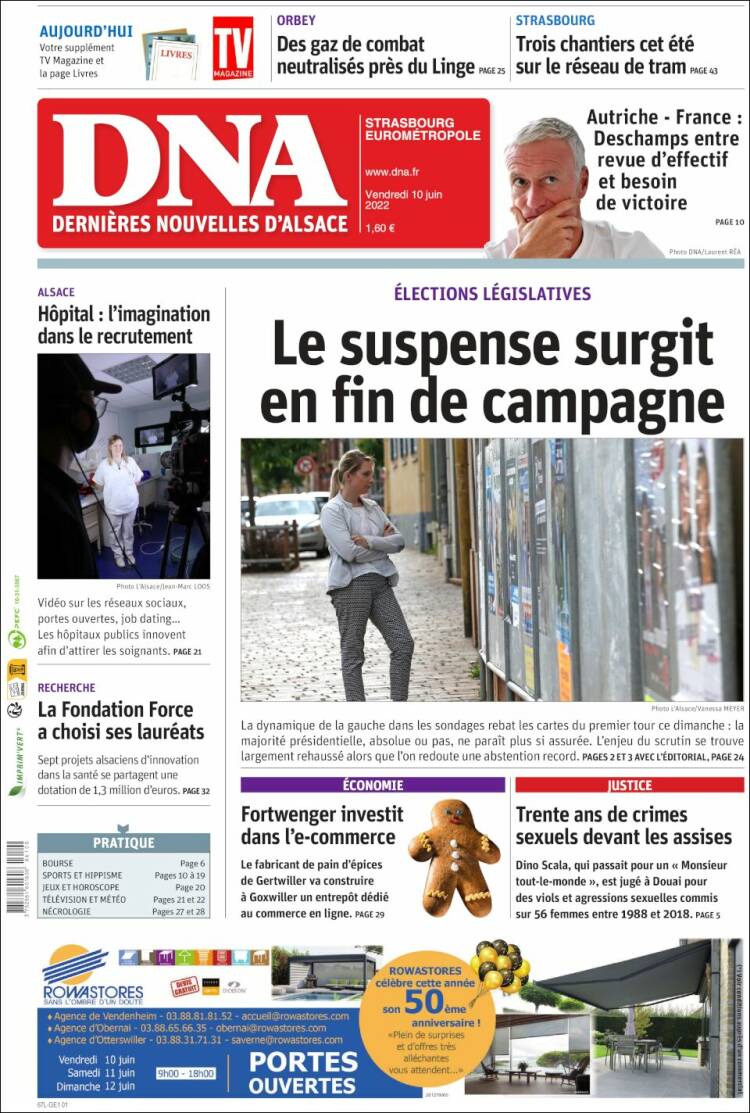 Portada de Les Dernières Nouvelles d'Alsace (Francia)