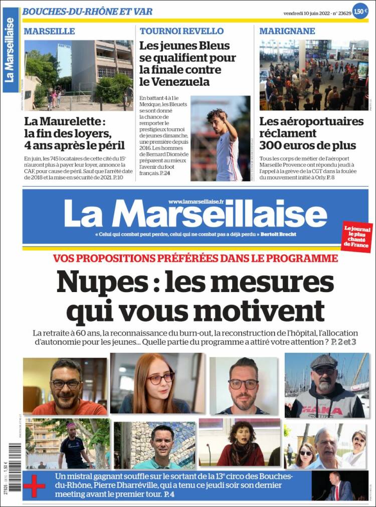 Portada de La Marseillaise (Francia)