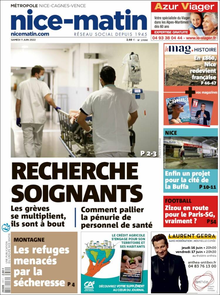 Portada de Nice-Matin (Francia)