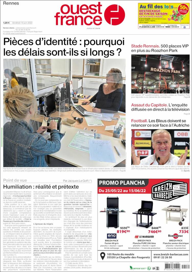 Portada de Ouest France (Francia)