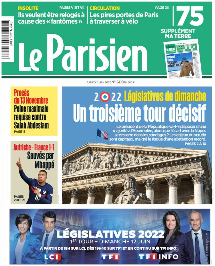 Portada de Le Parisien (Francia)