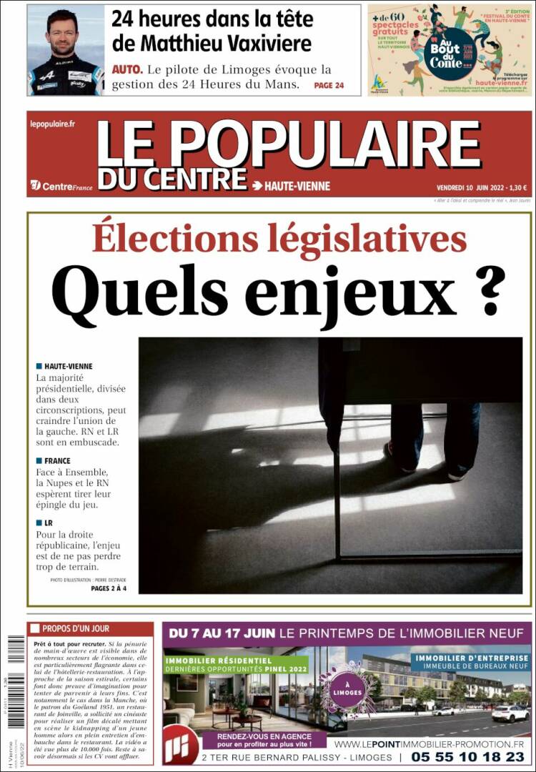 Portada de Le Populaire du Centre (Francia)