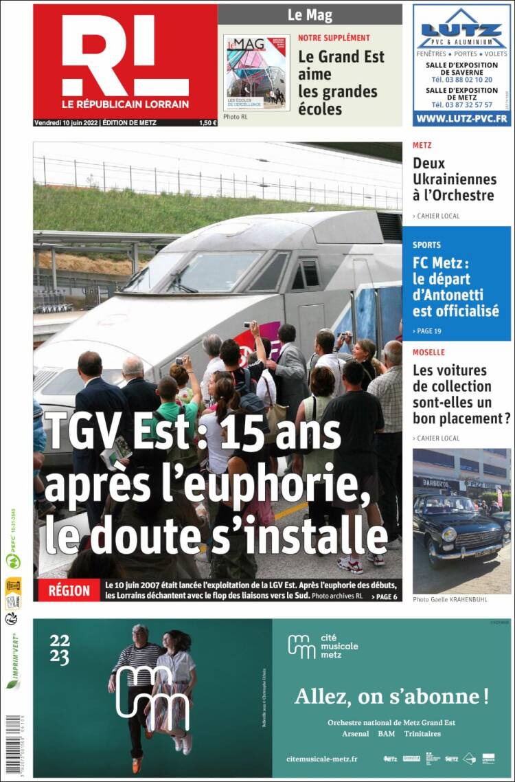 Portada de Le Republicain Lorrain (Francia)