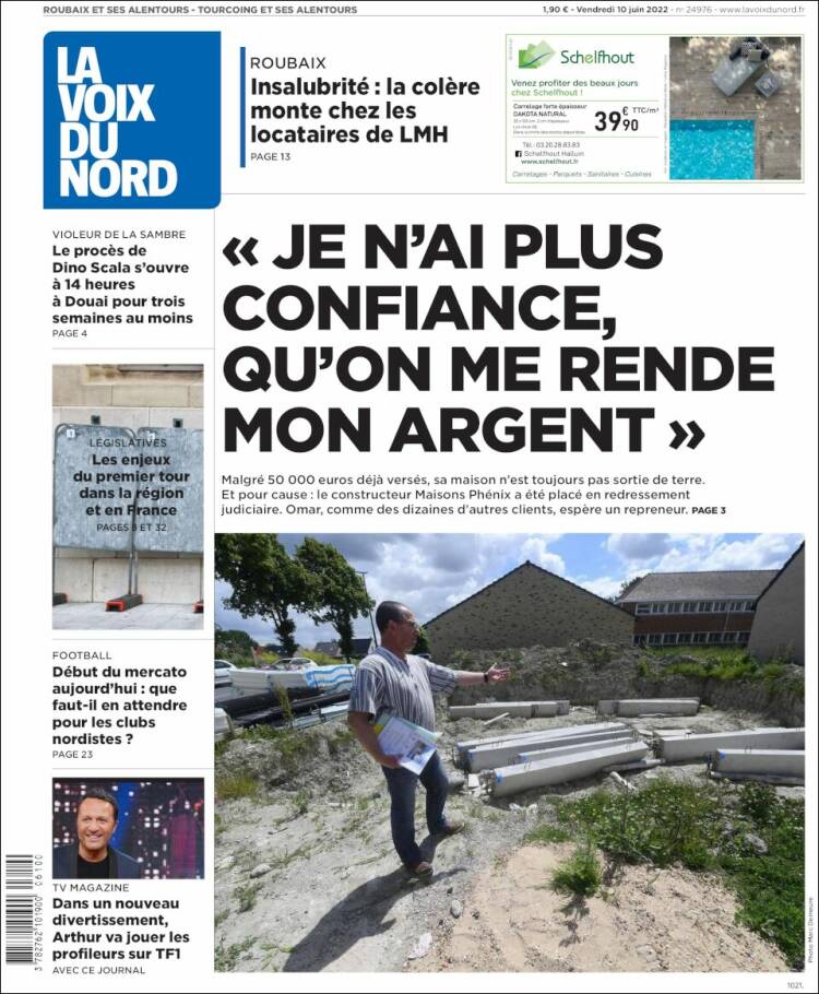 Portada de La Voix du Nord (Francia)