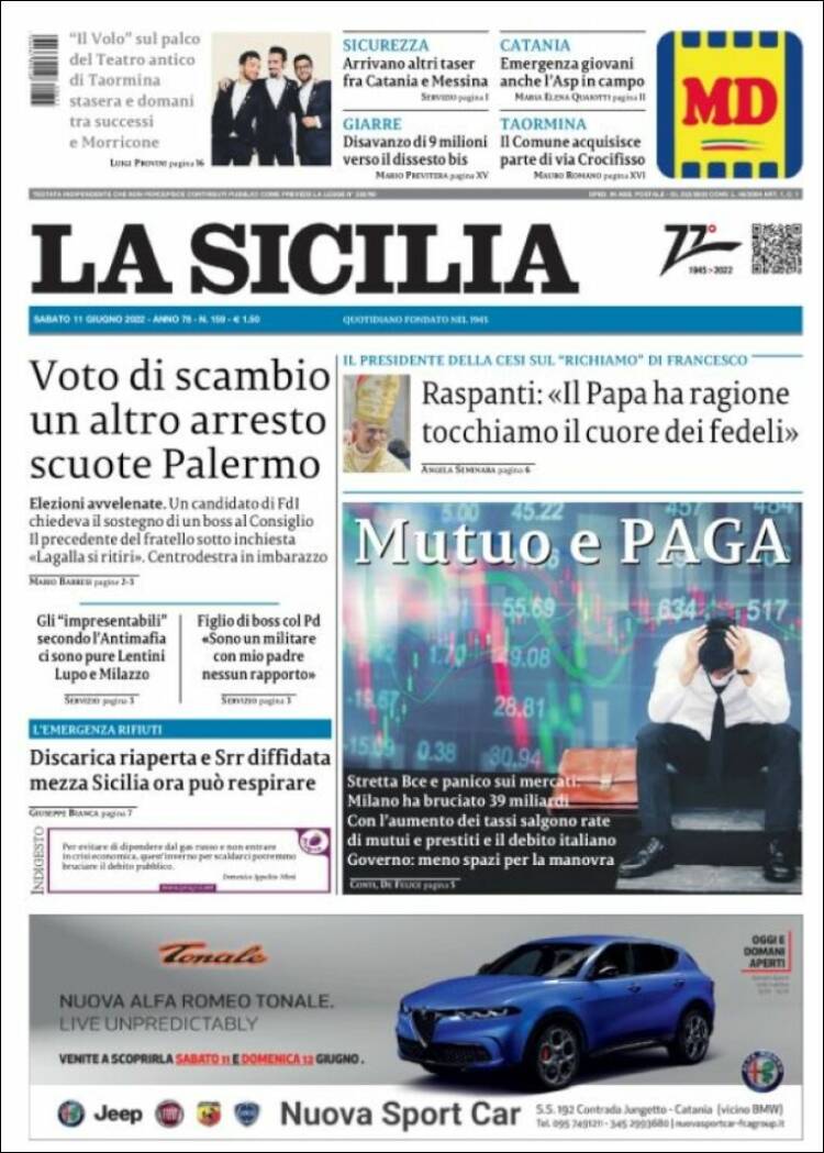 Portada de La Sicilia (Italia)