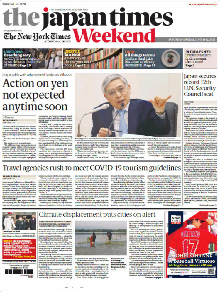Portada de The Japan Times (Jap&oacute;n)