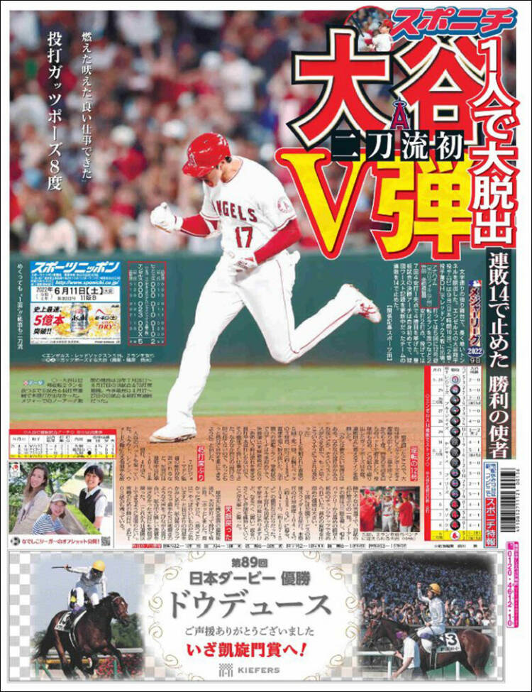 Portada de Sports Nippon - スポーツニッポン, (Jap&oacute;n)