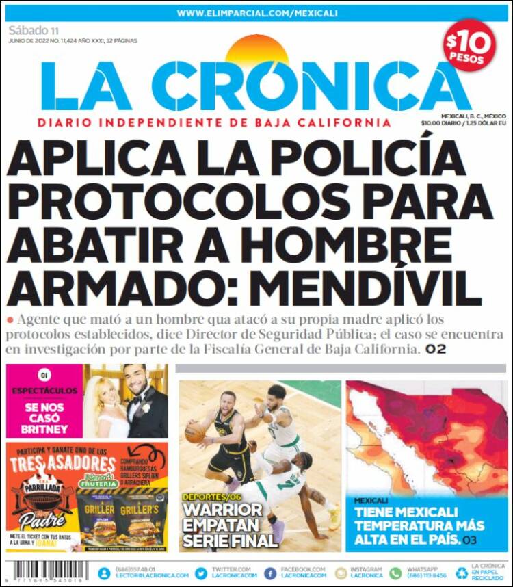 Portada de La Crónica de Baja California (M&eacute;xico)