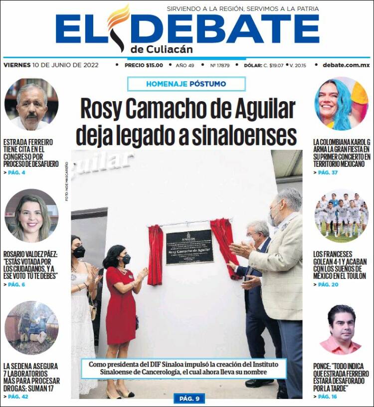 Portada de El Debate de Culiacán (M&eacute;xico)