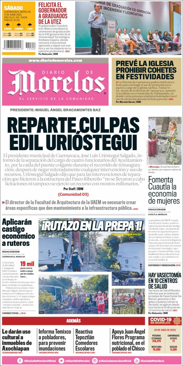 Portada de Diario de Morelos (M&eacute;xico)