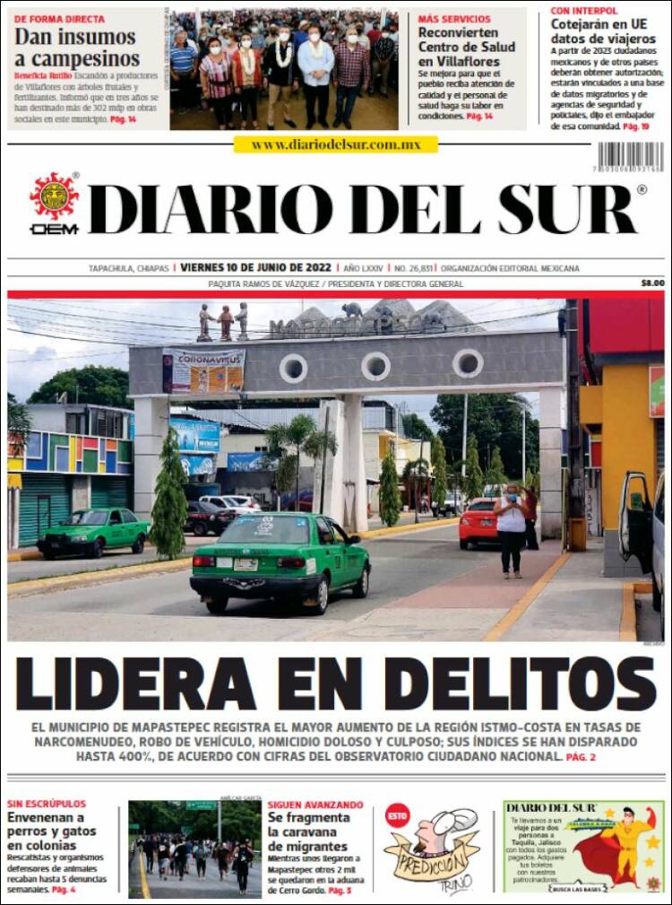 Portada de El Diario del Sur (M&eacute;xico)
