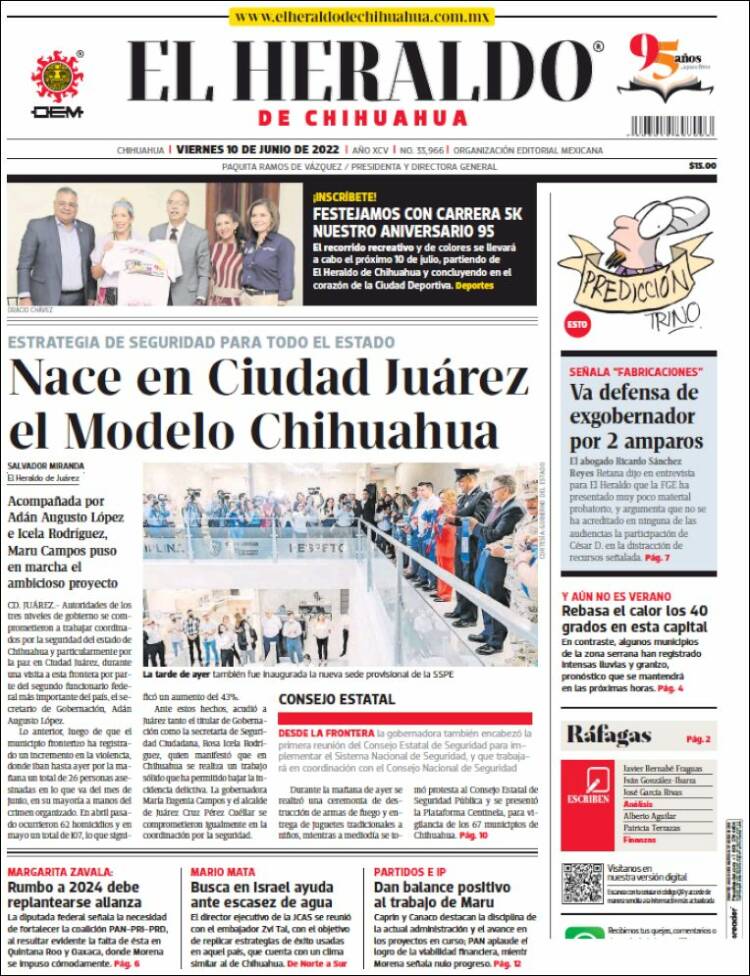 Portada de El Heraldo de Chihuahua (M&eacute;xico)