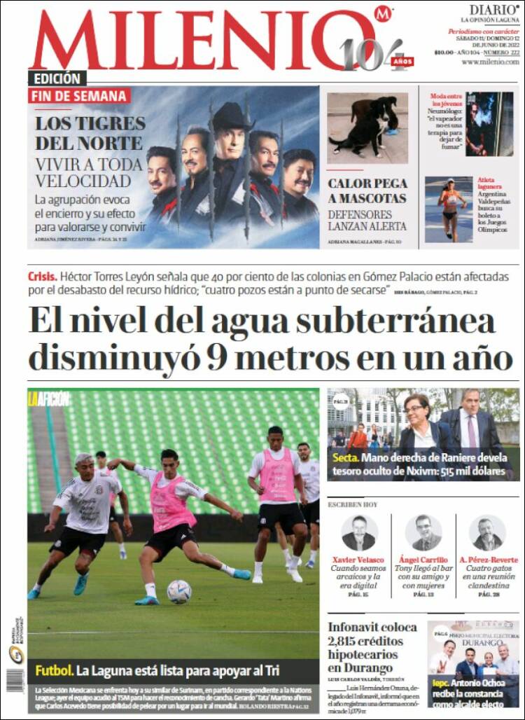 Portada de Milenio - Laguna (M&eacute;xico)
