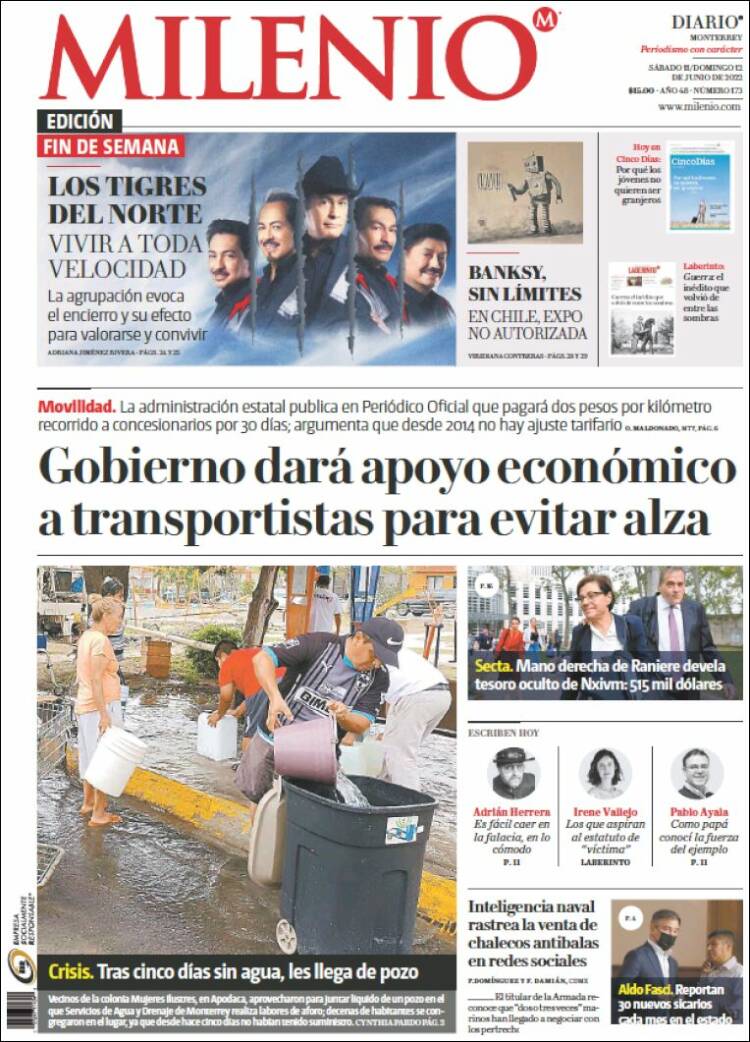 Portada de Milenio de Monterrey (M&eacute;xico)