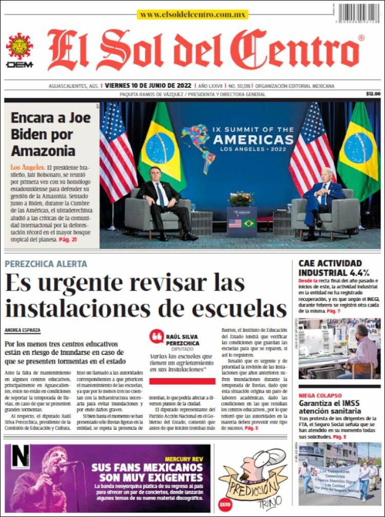 Portada de El Sol del Centro (Mexique)