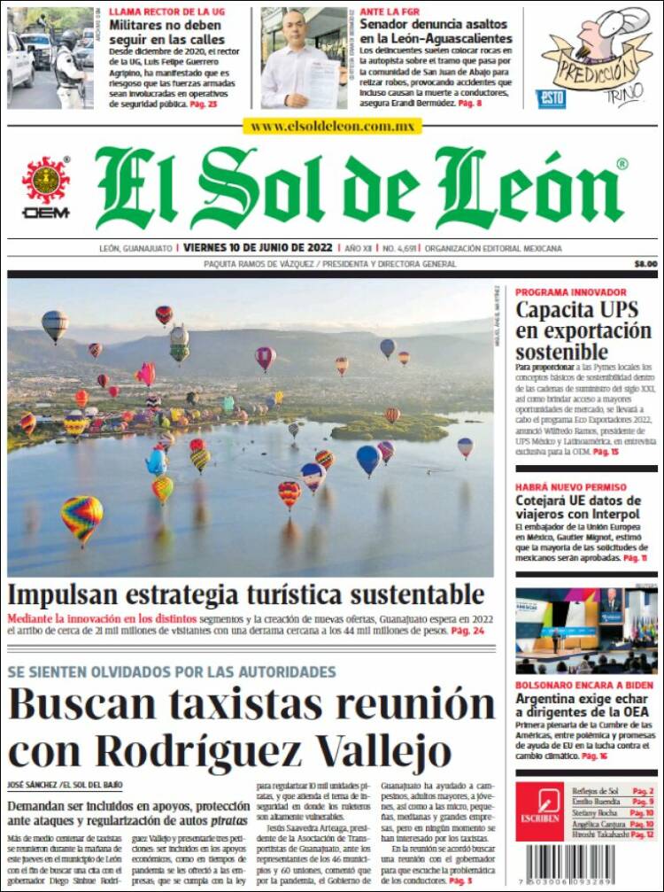 Portada de El Sol de León (M&eacute;xico)