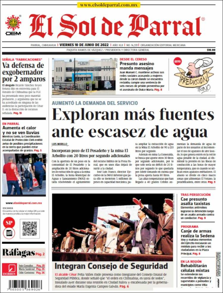 Portada de El Sol de Parral (M&eacute;xico)