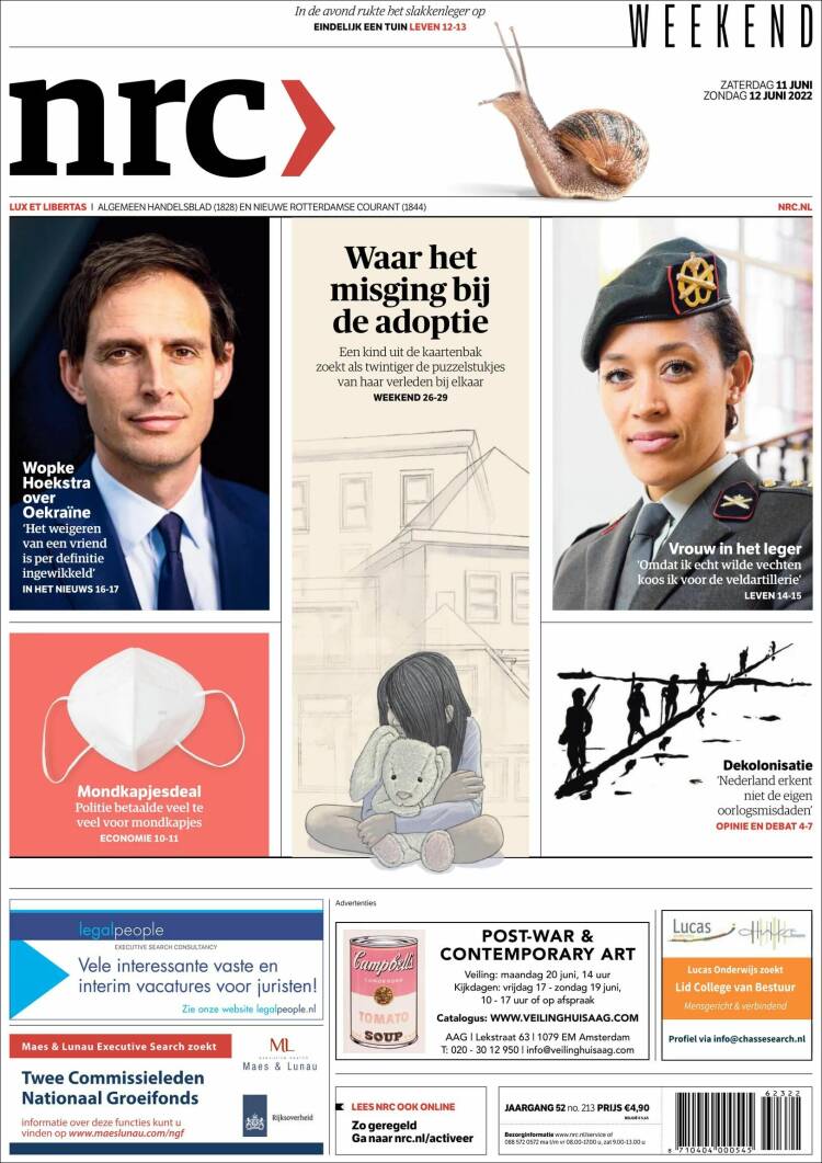 Portada de NRC Handelsblad (Pa&iacute;ses Bajos)