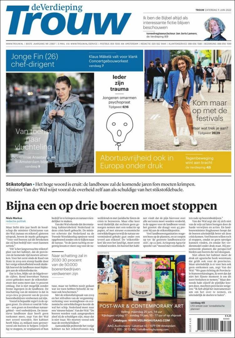 Portada de Trouw (Pa&iacute;ses Bajos)