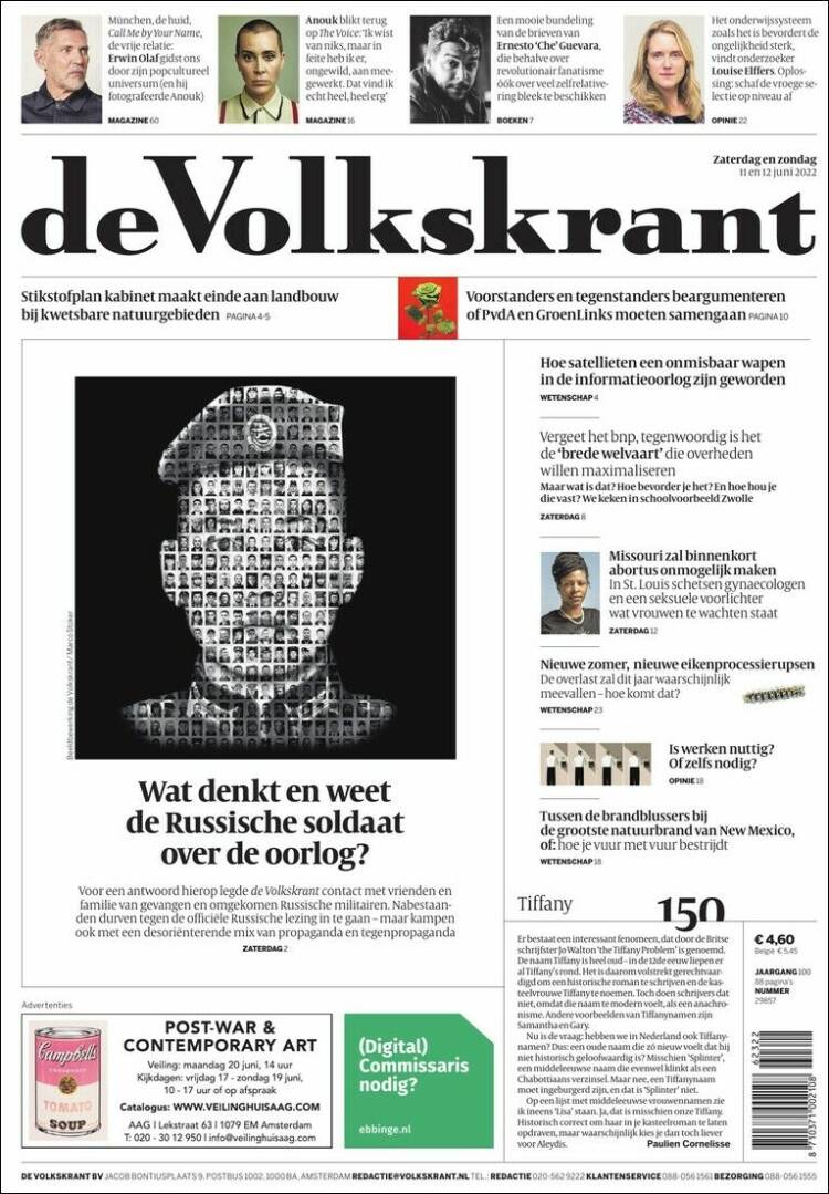 Portada de De Volkskrant (Pa&iacute;ses Bajos)