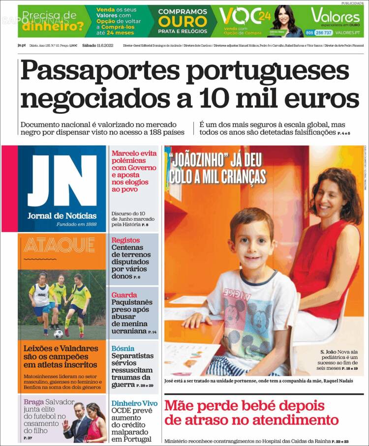 Portada de Jornal de Notícias (Portugal)