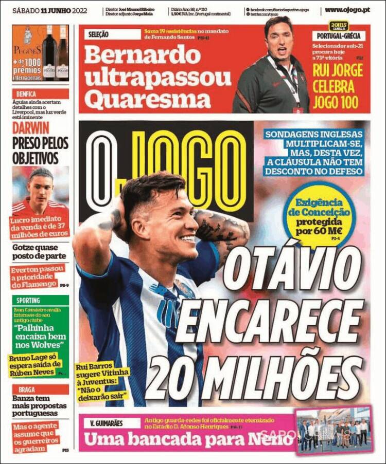 Portada de O Jogo (Portugal)