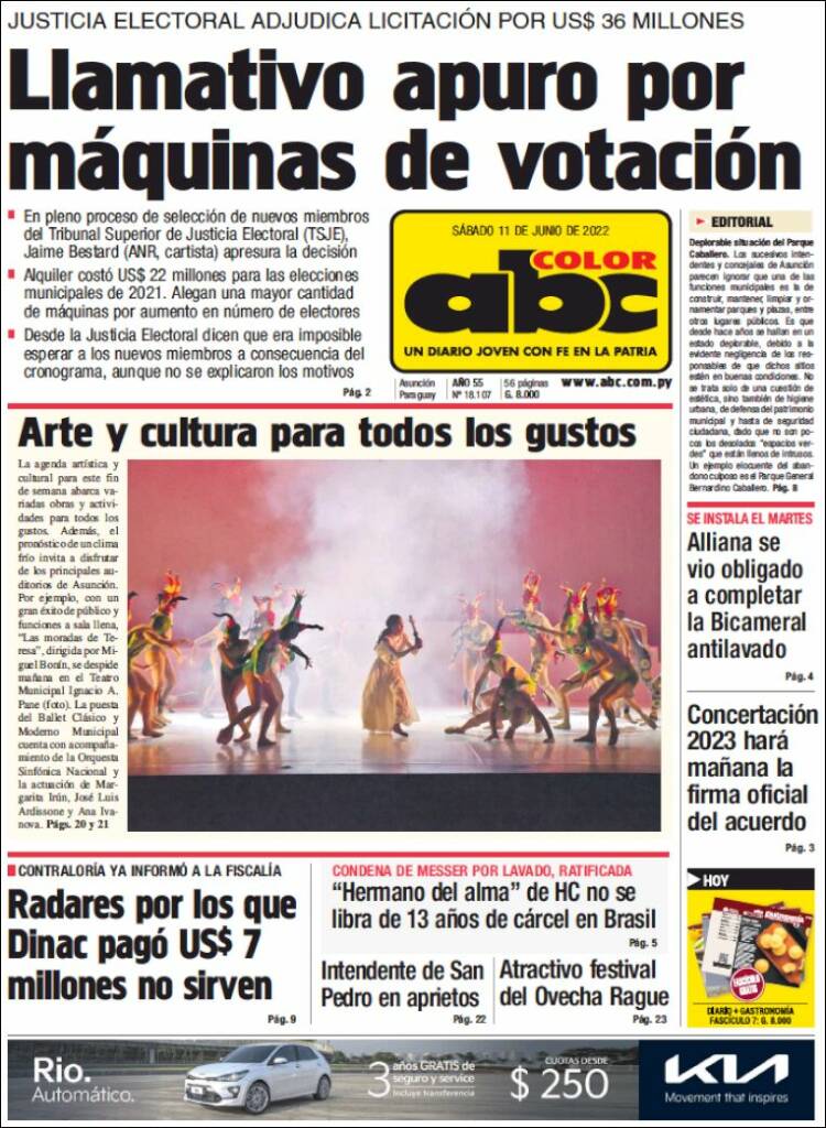 Portada de ABC Color (Paraguay)