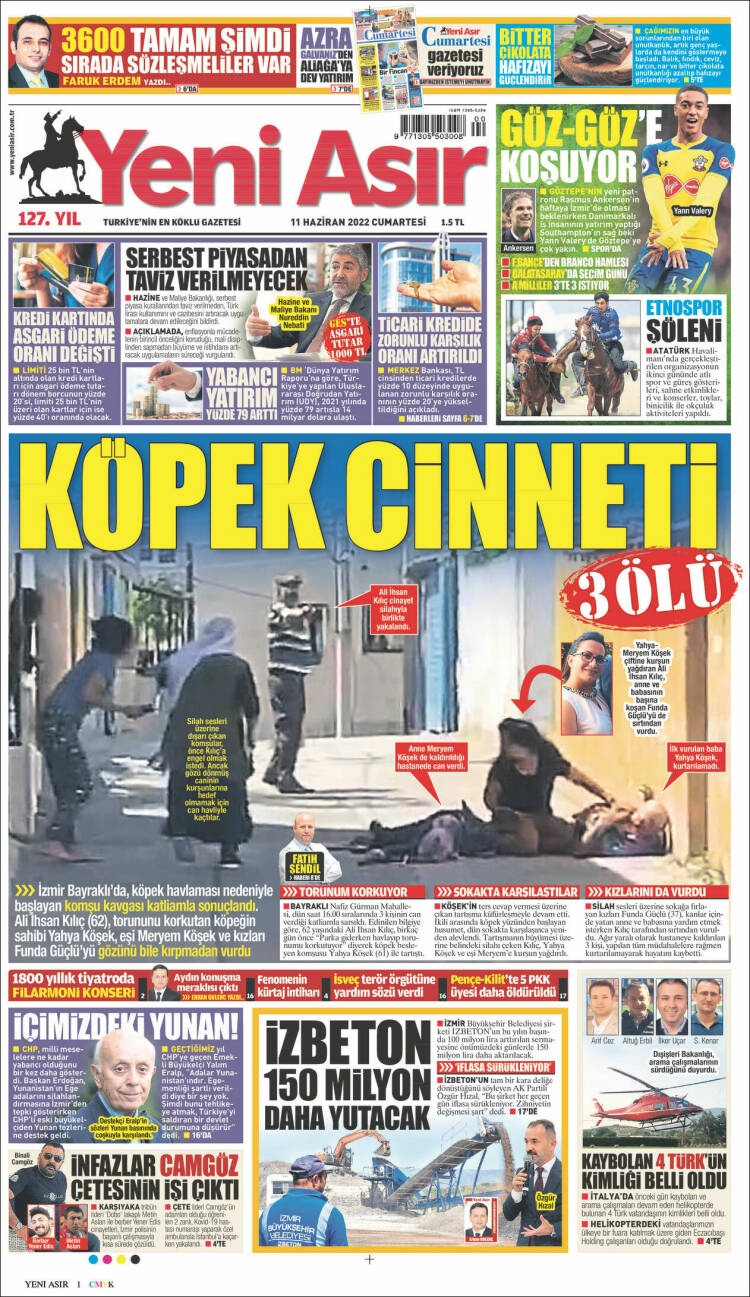 Portada de Yeni Asır (Turqu&iacute;a)