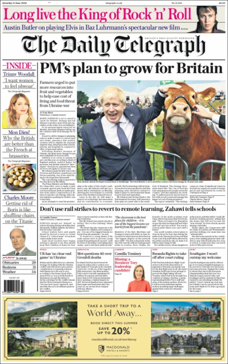 Portada de Daily Telegraph (Royaume-Uni)