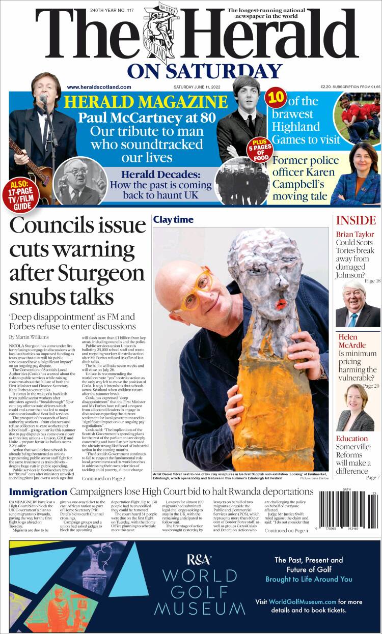 Portada de The Herald (Royaume-Uni)