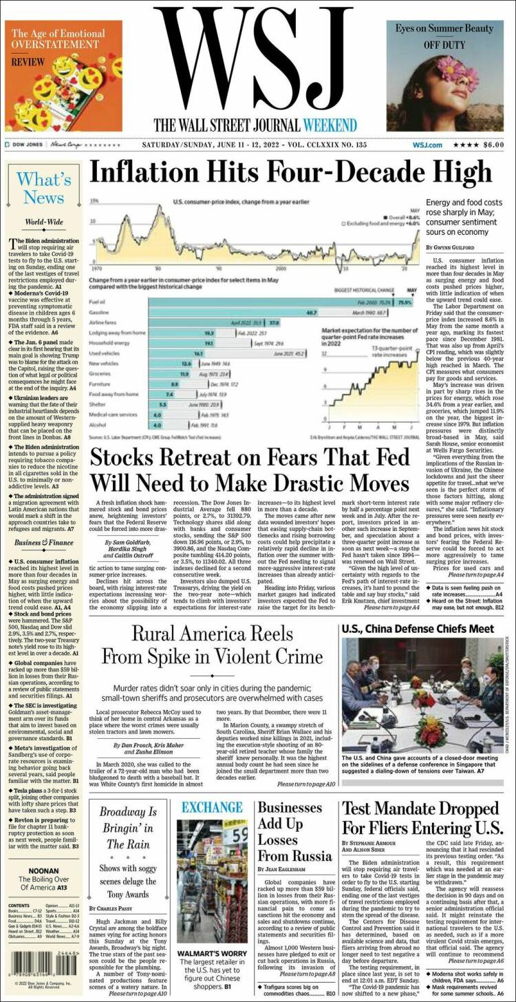 Portada de Wall Street Journal (USA)