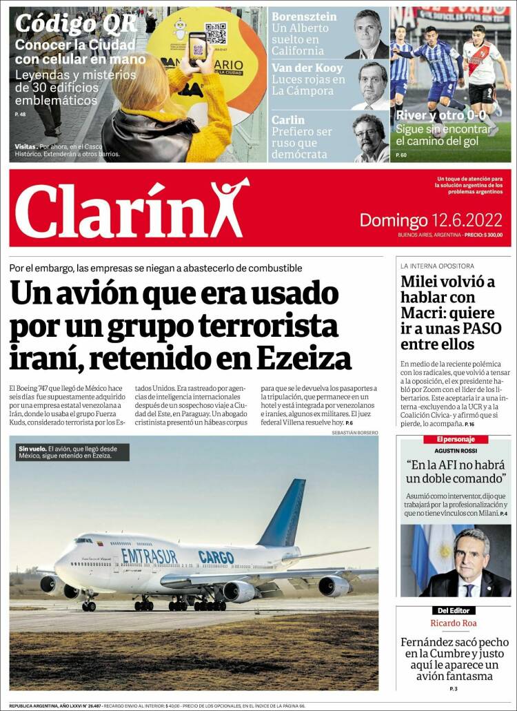 Portada de Clarín (Argentina)