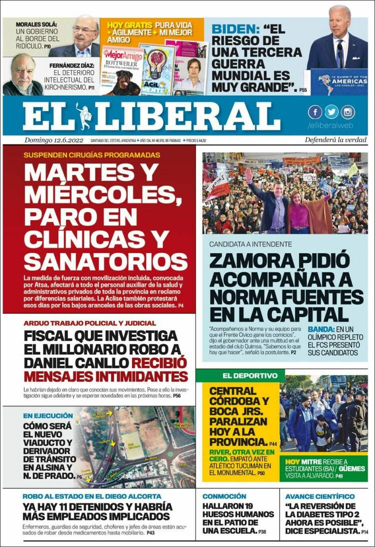 Portada de Diario El Liberal (Argentina)