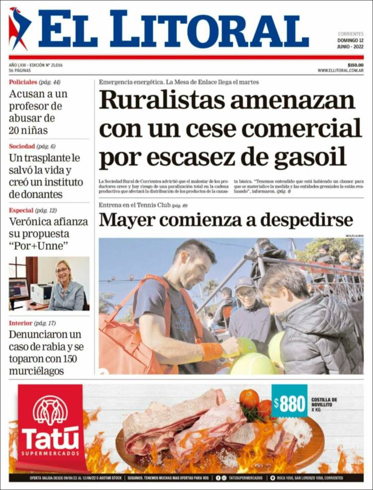 Portada de El Litoral Corrientes (Argentina)