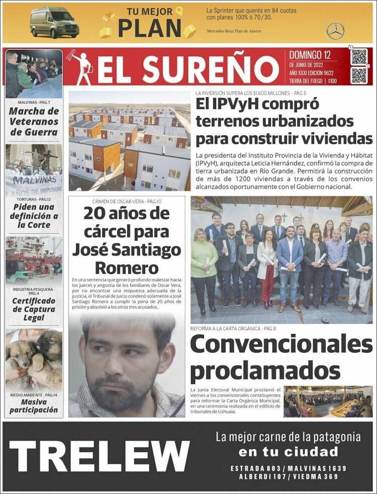 Portada de Diario El Sureño (Argentina)