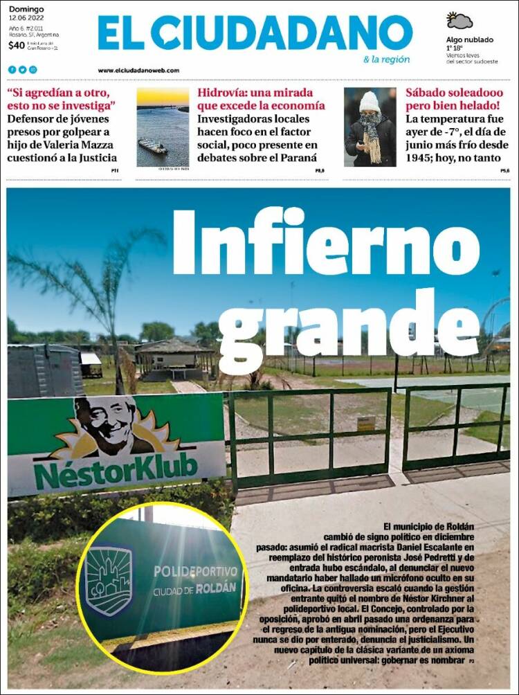 Portada de Diario El Ciudadano (Argentina)