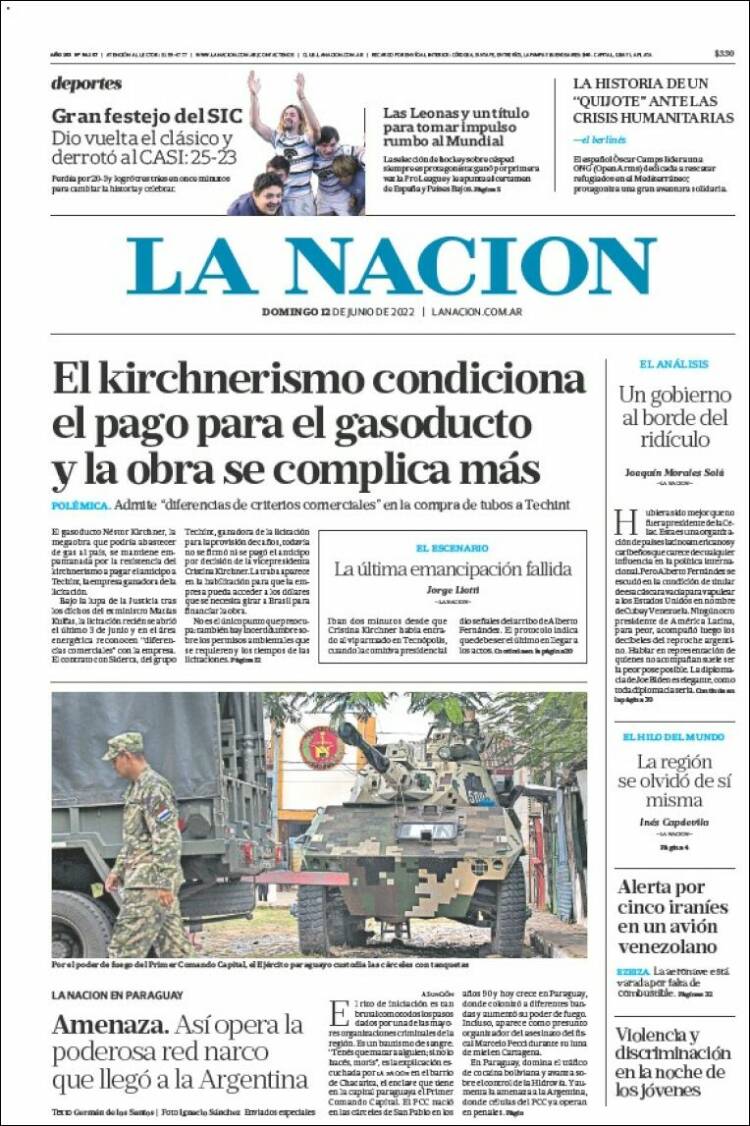 Portada de La Nación (Argentina)