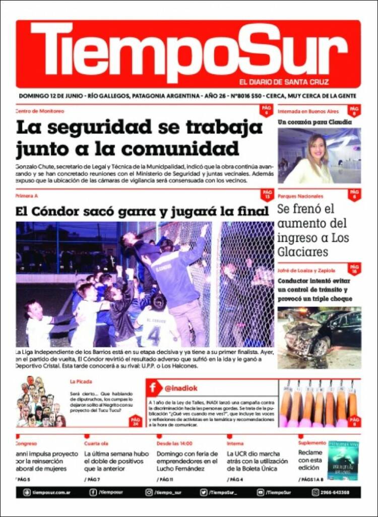 Portada de Tiempo Sur (Argentina)