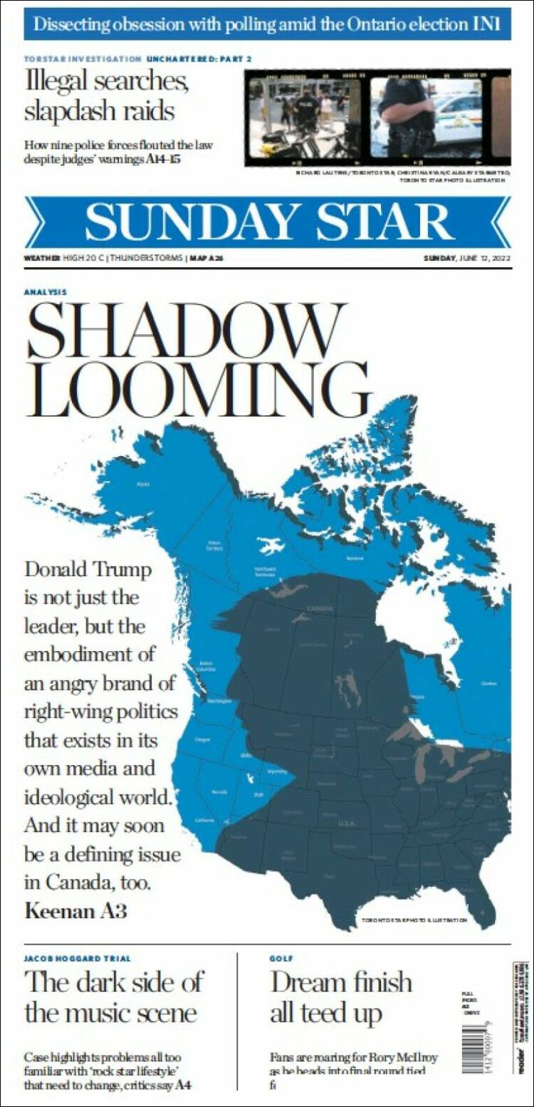 Portada de The Toronto Star (Canadá)