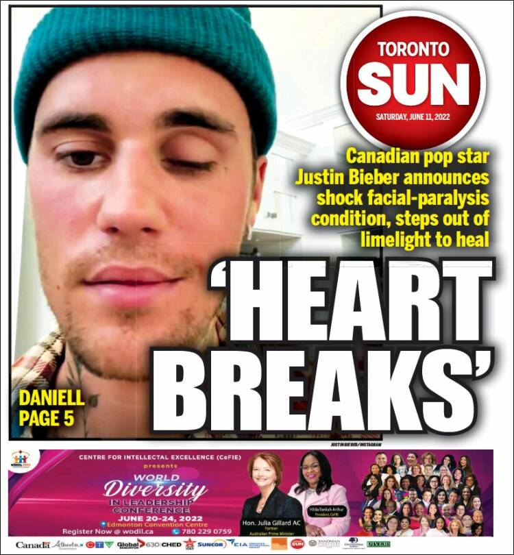 Portada de The Toronto Sun (Canadá)