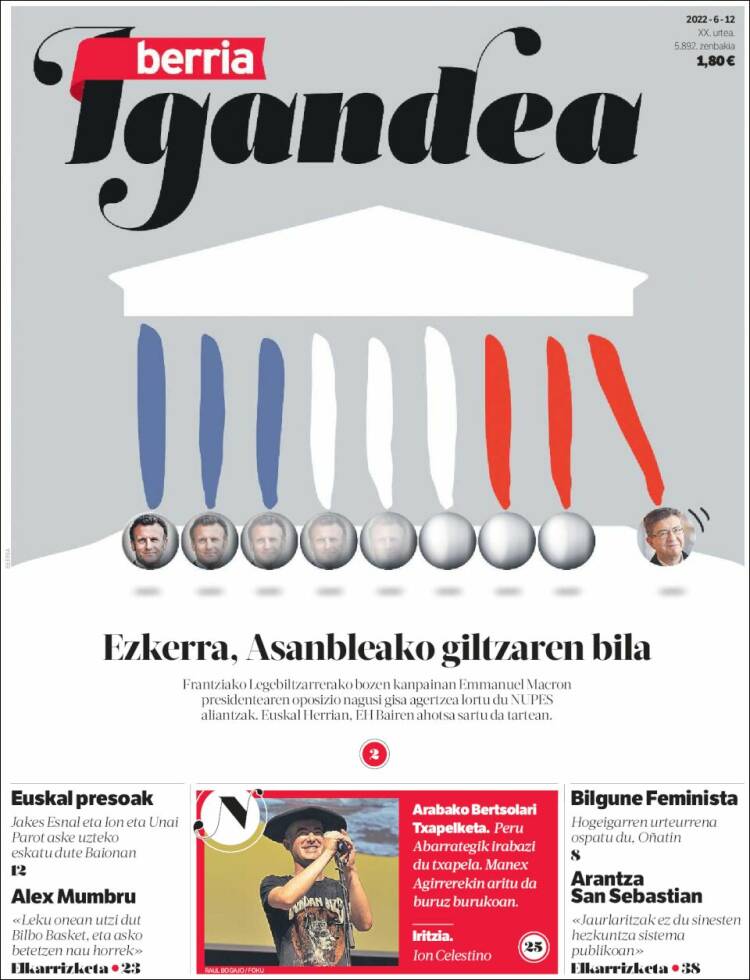 Portada de Berria (España)