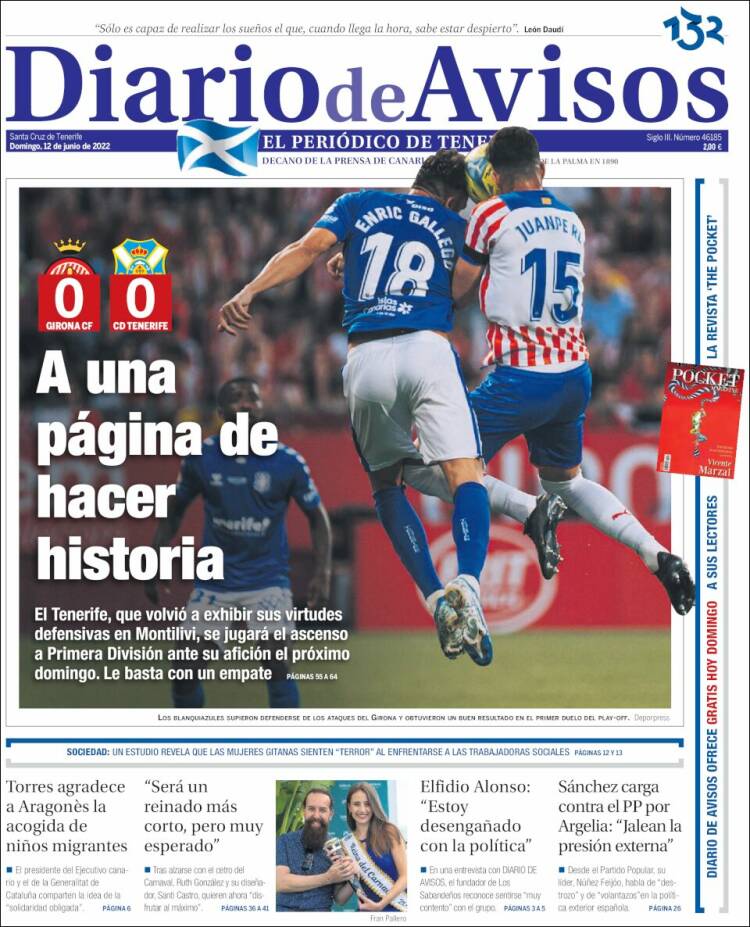 Portada de Diarios de Avisos (España)