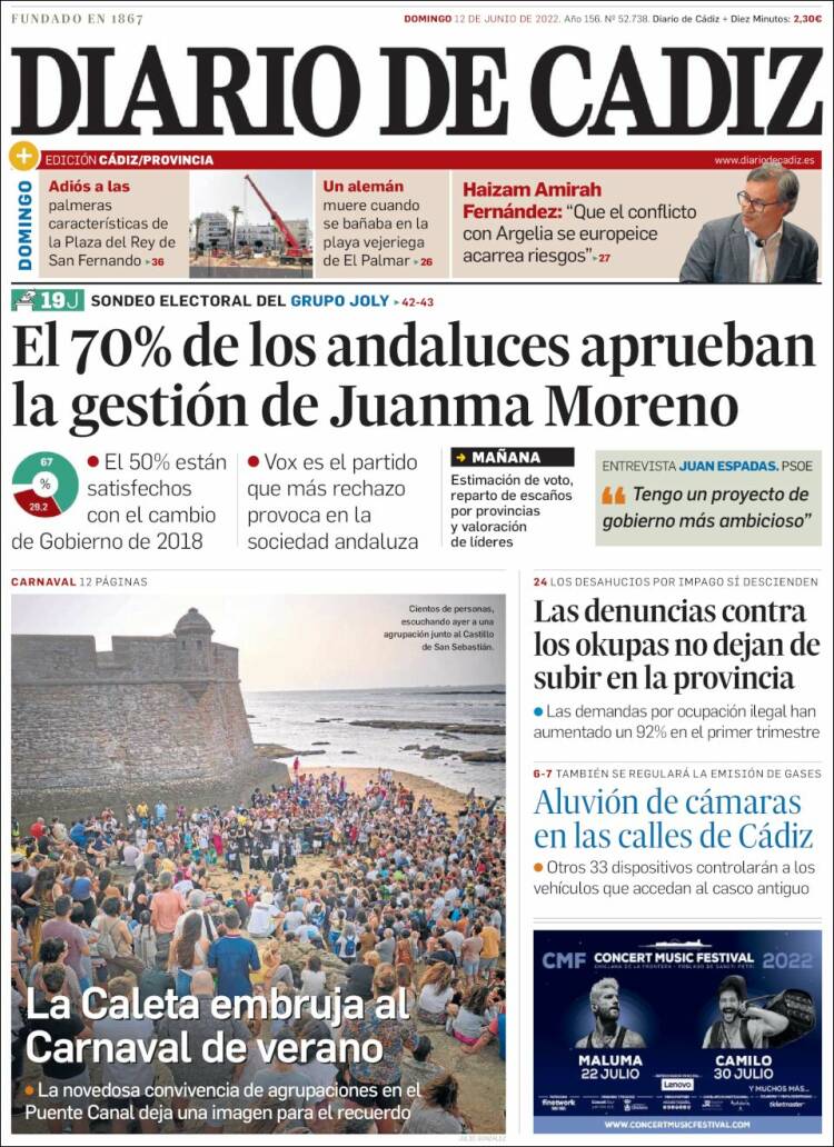 Portada de Diario de Cádiz (España)