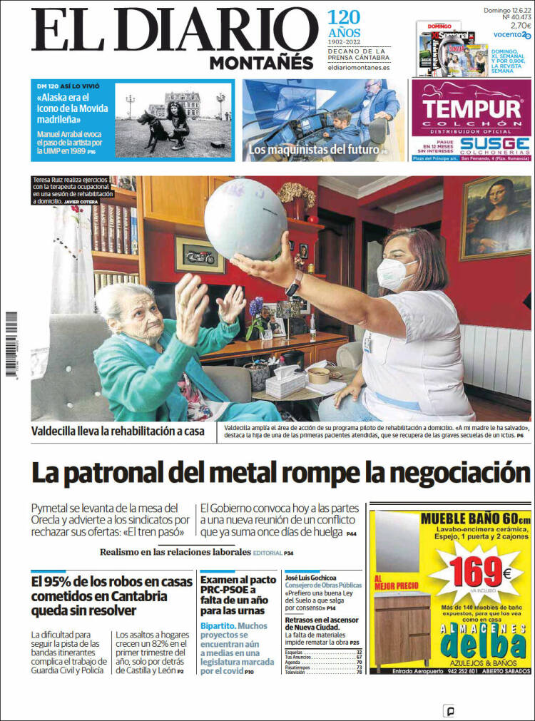 Portada de El Diario Montañés (España)