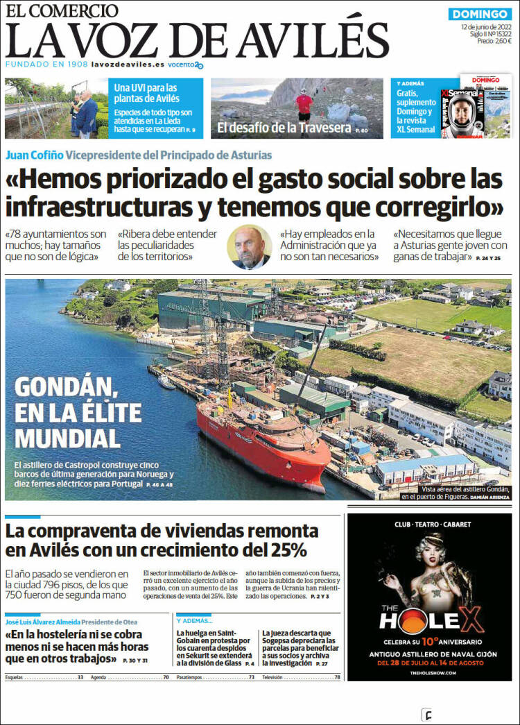 Portada de El Comercio - Avilés (España)
