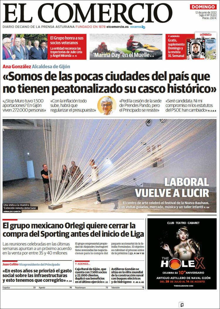 Portada de El Comercio - Gijón (España)