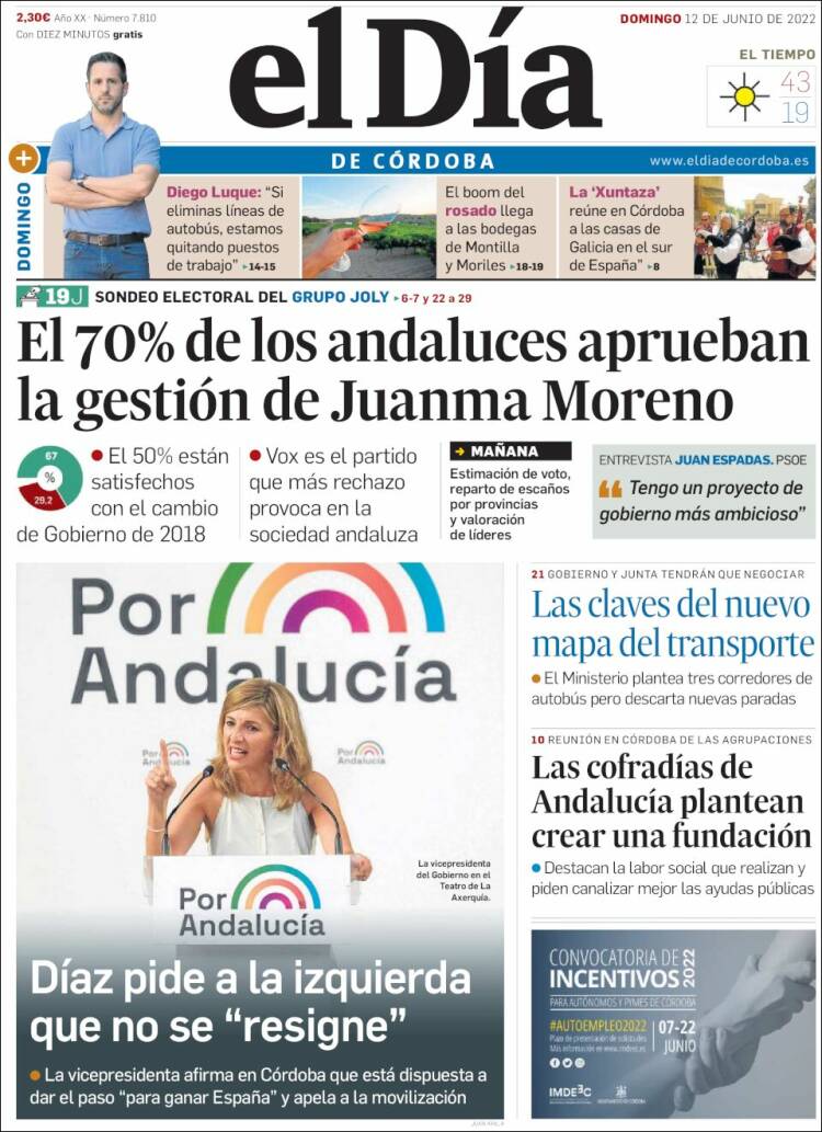 Portada de El Día de Córdoba (España)