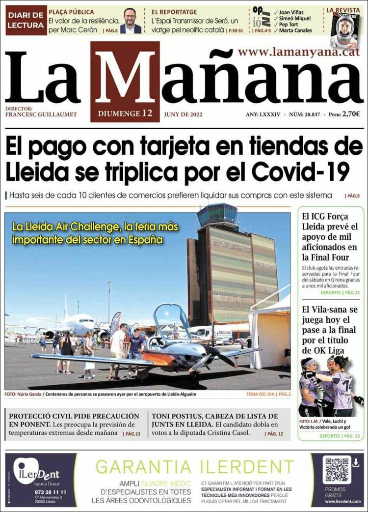 Portada de La Mañana - Diari de Ponent (España)